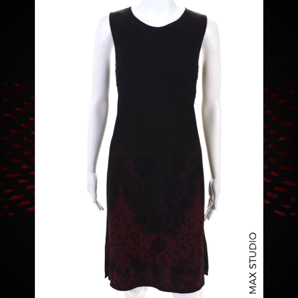 Max Studio Blk/Red Abstract Bottom Sheath Dress - image 1